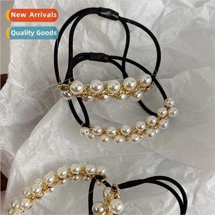 hair band ponytail gold leather tie chain simple Pearl Korea