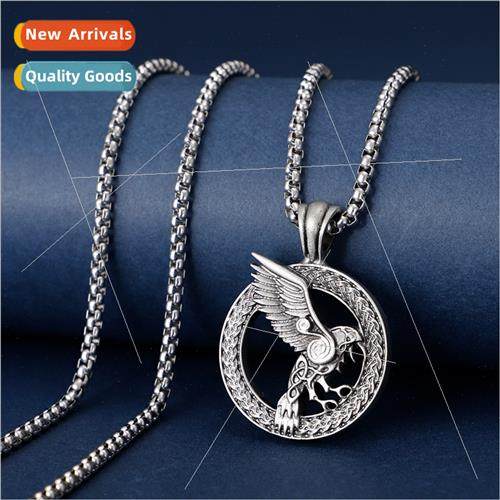 Europe ins fashion necklace Celtic festival raven animal pen