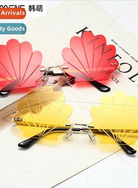 Europe rimless shell glasses prom quirky sunglasses set fash