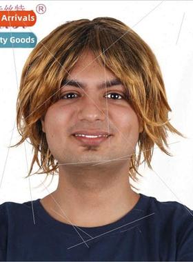 Wigs blonde center parted short hair men wigs Handsome Europ