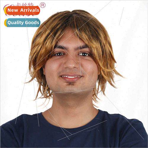 Wigs blonde center parted short hair men wigs Handsome Europ