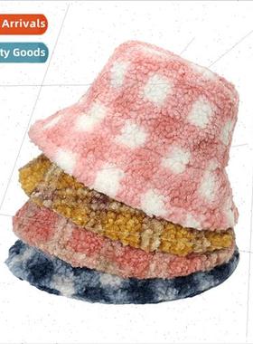 Autumn winter new retro classic plaid basin hat leisure outd