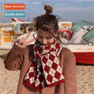 Japanese rhombic plaid scarf female winter Korean  of the hu