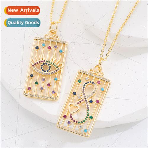 Europe new geometric shape eye pendant copper plated 18k gol