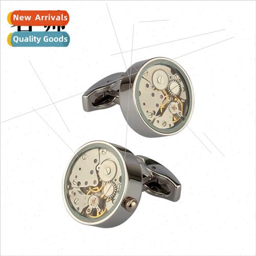 New rotatable punk mechanical watch movement cufflinks men f