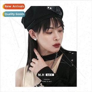 female Europe pin love silver earrings 925 Folded delicate