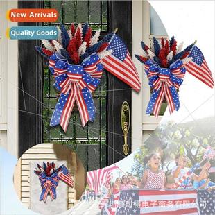 American Day Independence Day Wheat Spike Flag Flower Baske