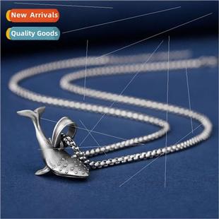 cold perso necklace steel tanium wind ins male fall Whale
