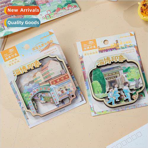 city impression series wooden refrigerator stickers creative