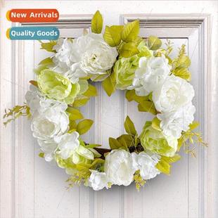 Wreath Hanging Room Whe Rat ving Peony Decoration Green Door