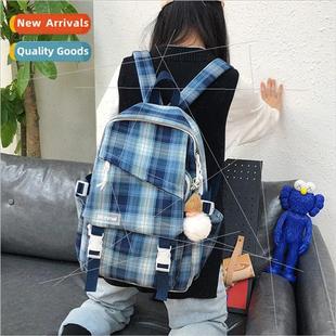 Korean Mori ancient Plaid college female sense cam schoolbag