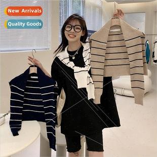 wool shawl single pinstripe produc knted Korean simple