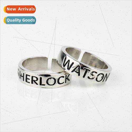 Movie and TV  jewelry Sherlock letters open ring couple ring