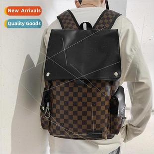 bag 2023 capacy casual backp large shoulder plaid Men Korean