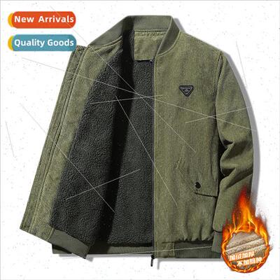 Corduroy stand-up collar cotton jacket fall winter men padde