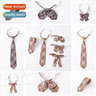 Tie Khaki Checkered Unim Acc Whe Bow Red Between