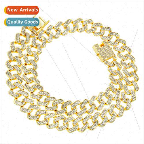 Men cool full diamond diamond hip-hop Cuban chain necklace E