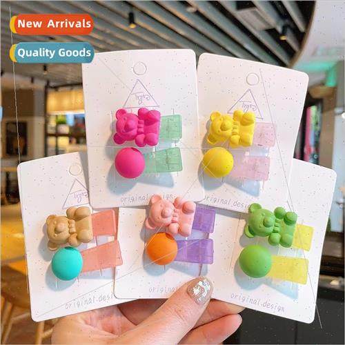 Cute color Ming color beans bear children hair clips female