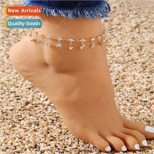Design Anklet Metal Rhinestone Boho Butterfly che