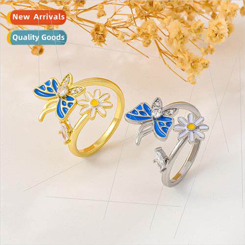 Creative Butterfly Chrysanthemum Open Ring Alloy Fashion Wom