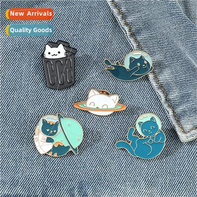 Cute cartoon animal brooch universe planet astronaut cat spa