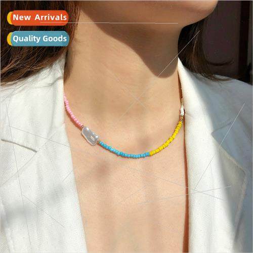 Mix match new bohemian short choker shaped pearl colorful ri