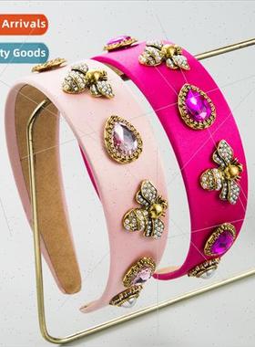 Hair bands Europe baroque diamond pearl bee headband versati