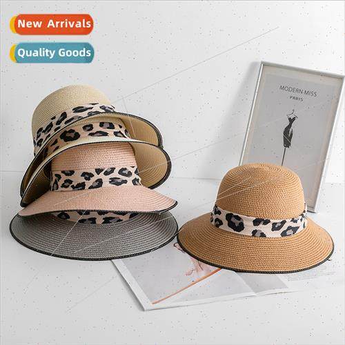 Leopard Straw Hat Straw Basin Hat Summer Cool Hat Shade Suns