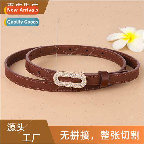 Rhinestone belt female fashion versatile leather cowhide thi
