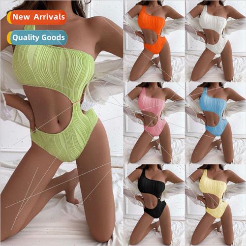 2023 Europe New Textured Fabric Sexy Hollow Out One Piece Sw