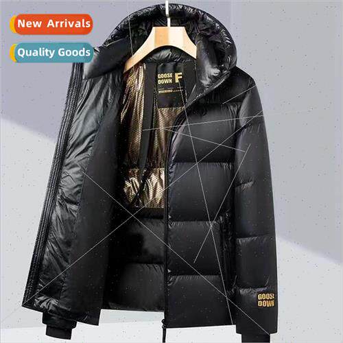 Black gold down jacket men new hooded winter high-end tops t