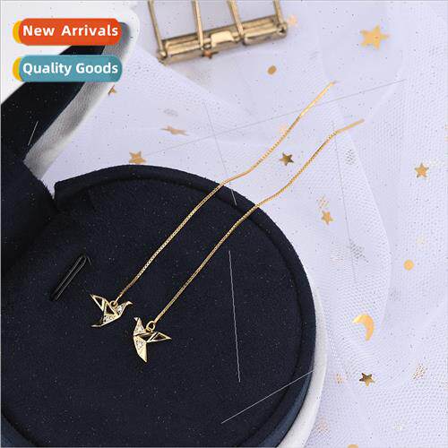 s925 silver Korea earrings long ing a thouspaper cranes ear