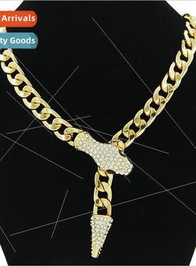 Europe ins Cuban chain short full diamond snake head magneti