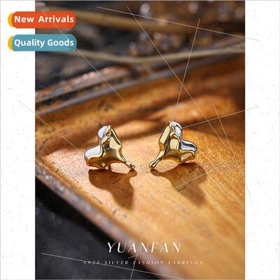 925 silver lava heart earrings female ins color separation n