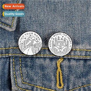 Outdoor Adventure Enamel Peak Tra Bus Woods ndo Mountain Pin