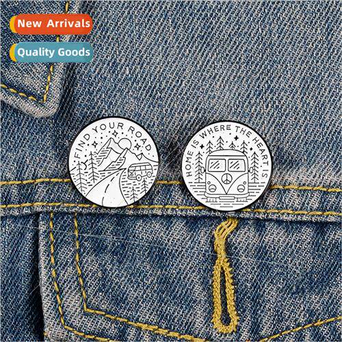 Mountain Peak Woods Outdoor Adventure Pin ndo Bus Enamel Tra