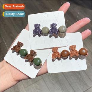 Korea bear hair clips teenage girl hair clips cute side clip