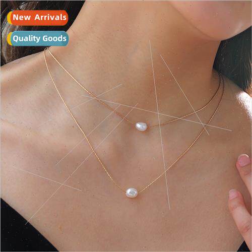 Summer simple retro natural pearl double layered stacking ne