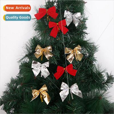 New Christmas decorative bow small red gold silver holiday C