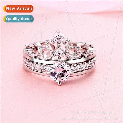 Popular Korea Crown Women Ring Zirconia Set Ring ve Mouth De
