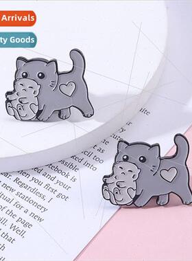 Cute  Animal Cartoon Brooch Cat Mom Grips Kten Protection Ca