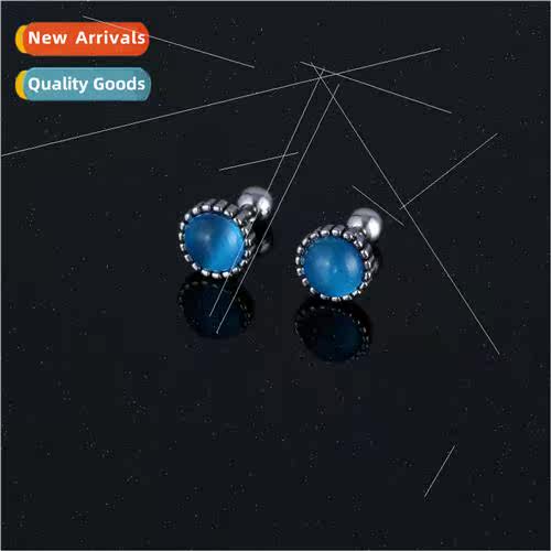 Korea Korea fashion turquoise earrings niche simple stainles