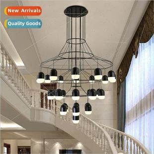 creative staircase geometric chandelier lines Scandinavian