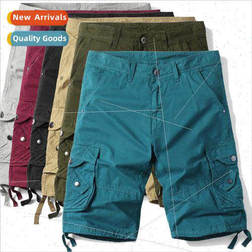 2023 Summer New Men Loose Casual  ze Work Shorts Multi-Pocke