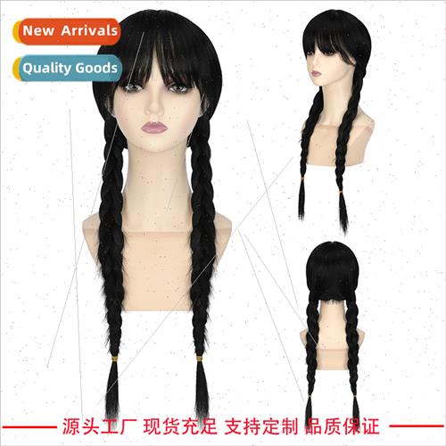 Wig female full head set American drama Wednesday Adams fami