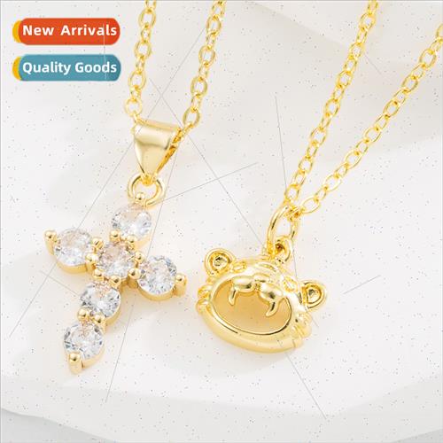 Europe new ins creative cross-shaped pendant tiger necklace