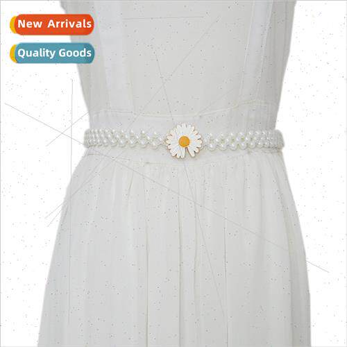 Women new elastic pearl waist chain fashion daisy pearl deco