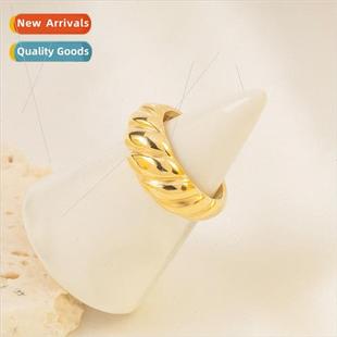 tanium pai ins plated gold steel ring bread niche Europe New
