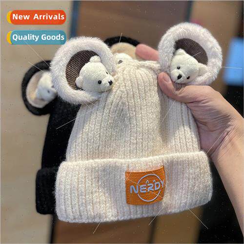 Cartoon bear ears wool cap children Autumn winter sweet cute