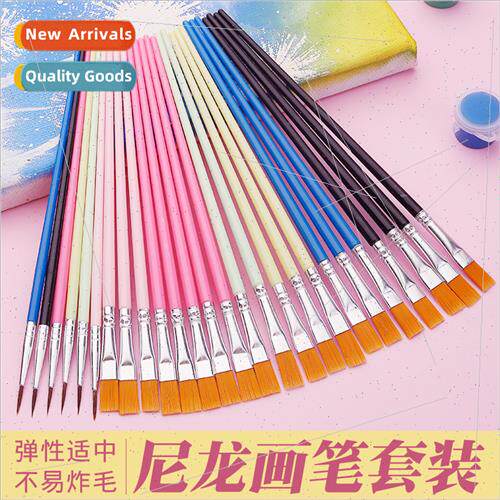 Art Painting Nylon Hair neup Brush Flat Tip Brush Plastic Ro